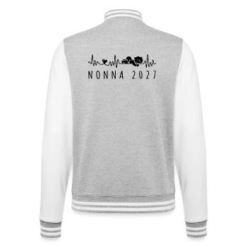 Futura Nonna 2027 Battito Cardiaco in Gravidanza - College-Sweatjacke - Grau meliert/Weiß - Hinten - Marisol (170cm)