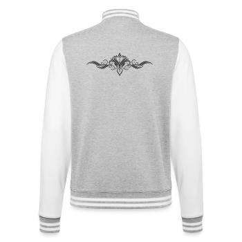 Filigree calligraphy heart with crown - College Sweat Jacket - heather grey/white - Back - Marisol (170cm)