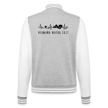 Hermana Mayor 2027 Latido del Corazón Embarazo - College-Sweatjacke - Grau meliert/Weiß - Hinten - Marisol (170cm)