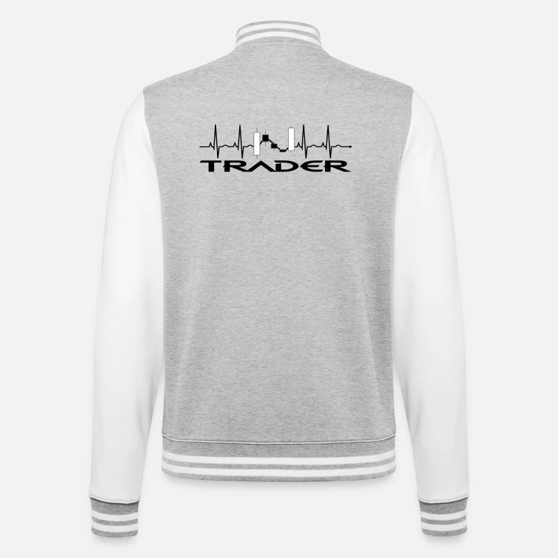 Trader - College-Sweatjacke - Grau meliert/Weiß
