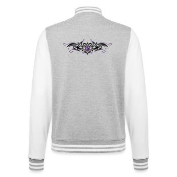 Tribal Tattoo Ornament mit Edelstein - College-Sweatjacke - Grau meliert/Weiß - Hinten - Marisol (170cm)