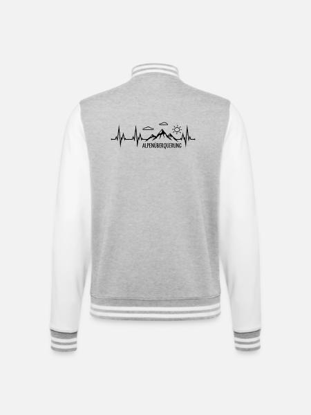 Alpenüberquerung Herzschlag - College-Sweatjacke - Grau meliert/Weiß