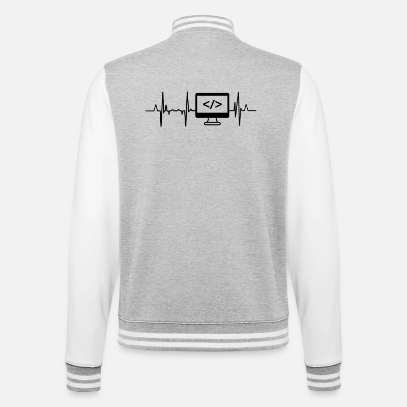 Programmer Heartbeat - College Sweat Jacket - heather grey/white