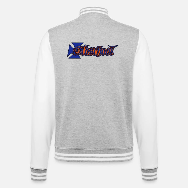 Old School - style - cool - College-Sweatjacke - Grau meliert/Weiß