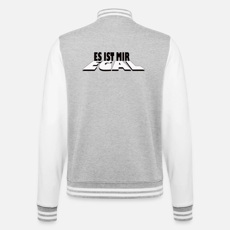 Es ist mir egal - Statement Design - College-Sweatjacke - Grau meliert/Weiß