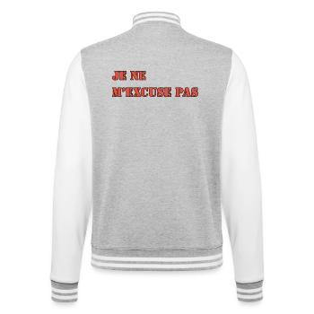 I DON'T APOLOGIZE - College Sweat Jacket - heather grey/white - Back - Marisol (170cm)