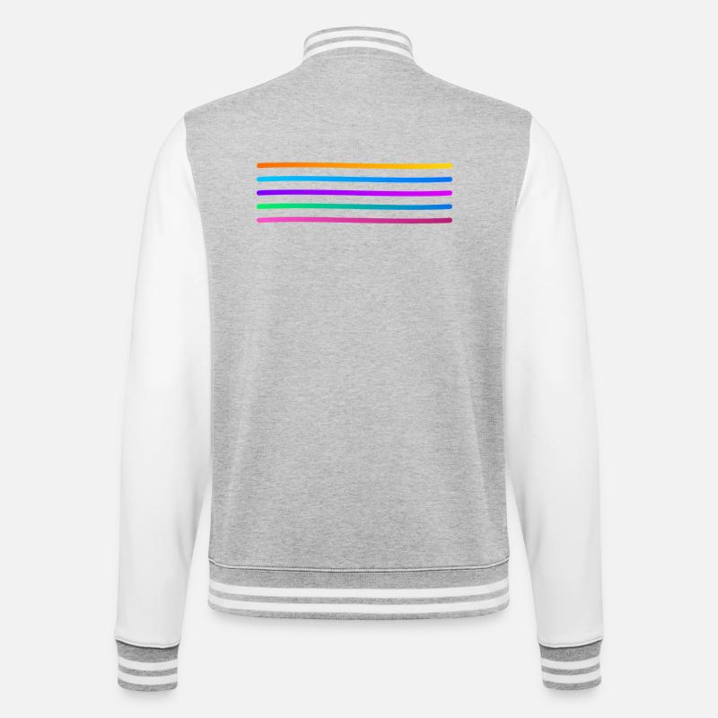 Rainbow Stripe Pattern - College Sweat Jacket - heather grey/white