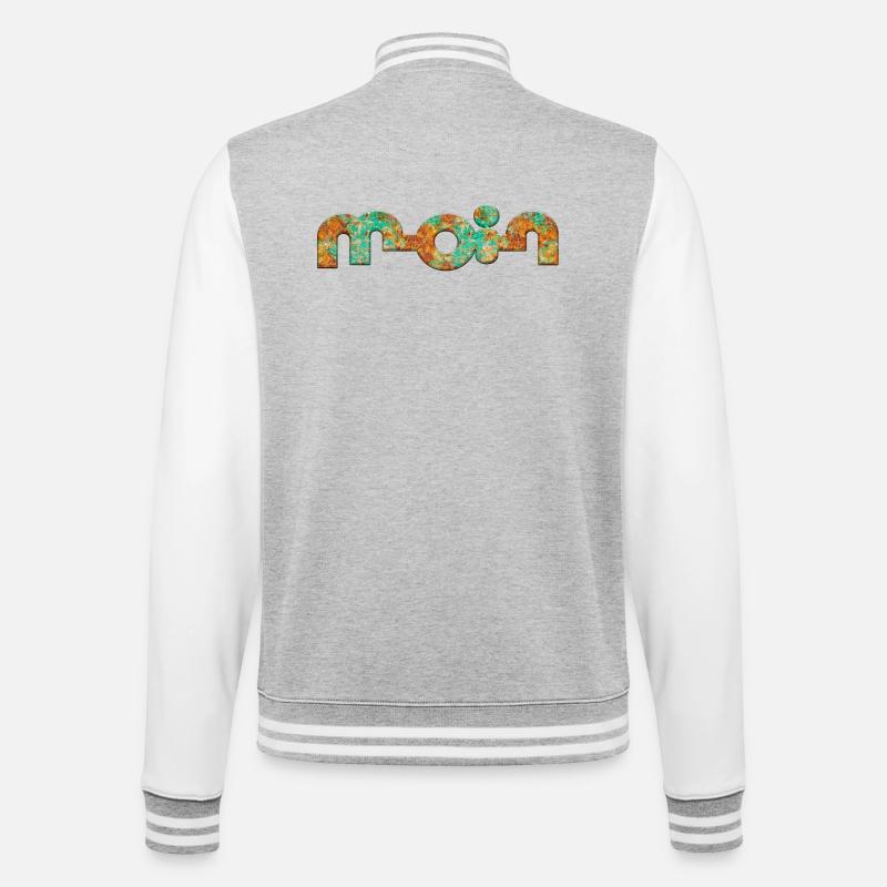 Moin - College-Sweatjacke - Grau meliert/Weiß