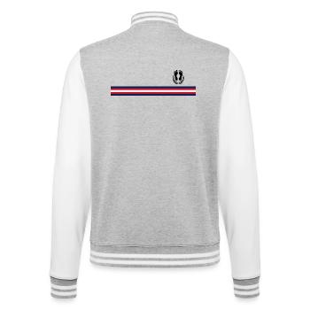 Pied Noir - College Sweat Jacket - heather grey/white - Back - Marisol (170cm)