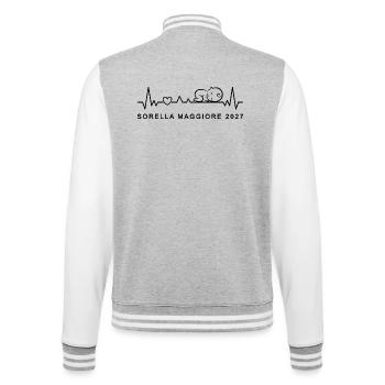 Tu Sarai Sorella Maggiore 2027 Battito Cardiaco - College-Sweatjacke - Grau meliert/Weiß - Hinten - Marisol (170cm)
