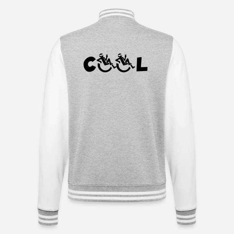 Cooler Rollstuhlfahrer, Cooler Rollstuhlfahrer * - College-Sweatjacke - Grau meliert/Weiß
