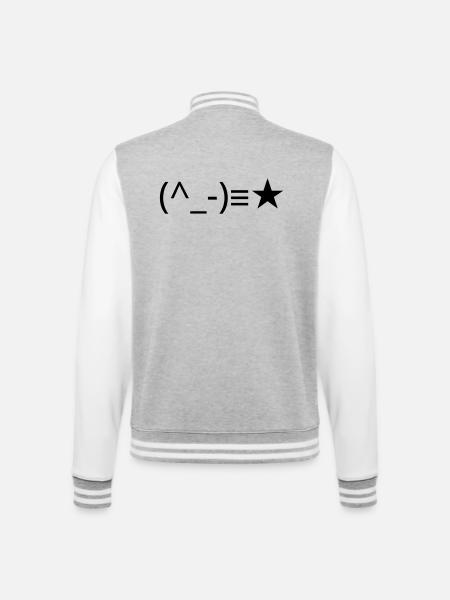 Winking emote (^_-) ≡ ★ wink - College Sweat Jacket - heather grey/white