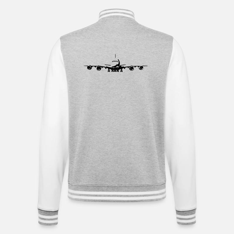 Passagierflugzeug - College-Sweatjacke - Grau meliert/Weiß