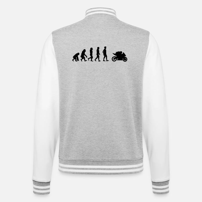Motorrad Evolution - College-Sweatjacke - Grau meliert/Weiß