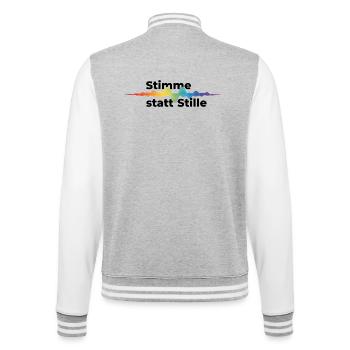 Stimme statt Stille Pride CSD Tonwelle Regenbogen - College-Sweatjacke - Grau meliert/Weiß - Hinten - Marisol (170cm)