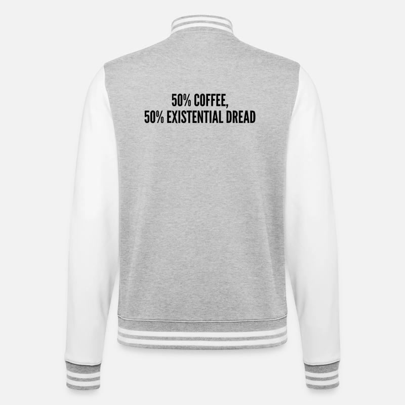 50% coffee 50% existential dread - Veste Teddy - gris chiné / blanc