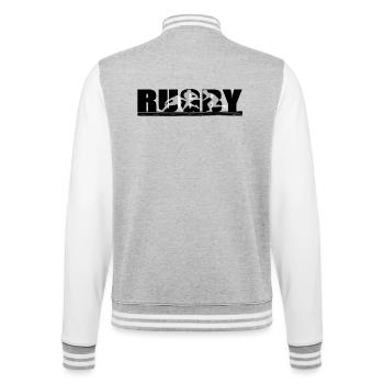 Rugby - College-Sweatjacke - Grau meliert/Weiß - Hinten - Marisol (170cm)