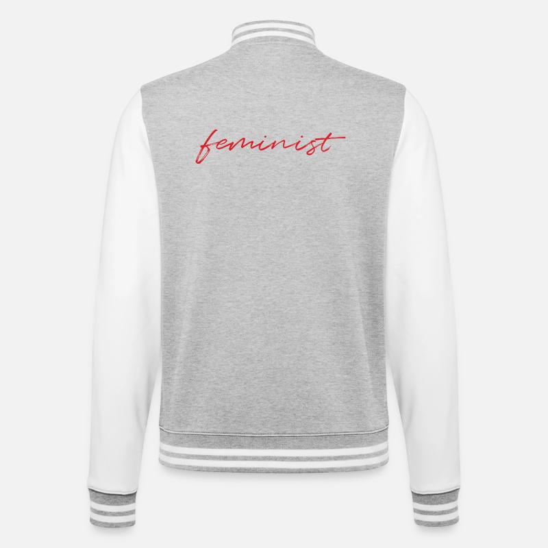 Féministe - Veste Teddy - gris chiné / blanc