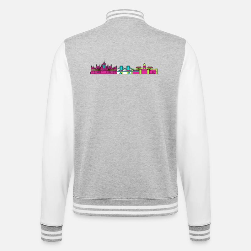 Budapester Stadtskyline-Parlament: Moderne Kunst - College-Sweatjacke - Grau meliert/Weiß