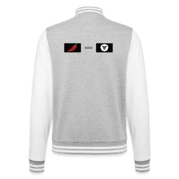 Feuriger Chili-Pfeffer mit Schaf-Design - College-Sweatjacke - Grau meliert/Weiß - Hinten - Marisol (170cm)