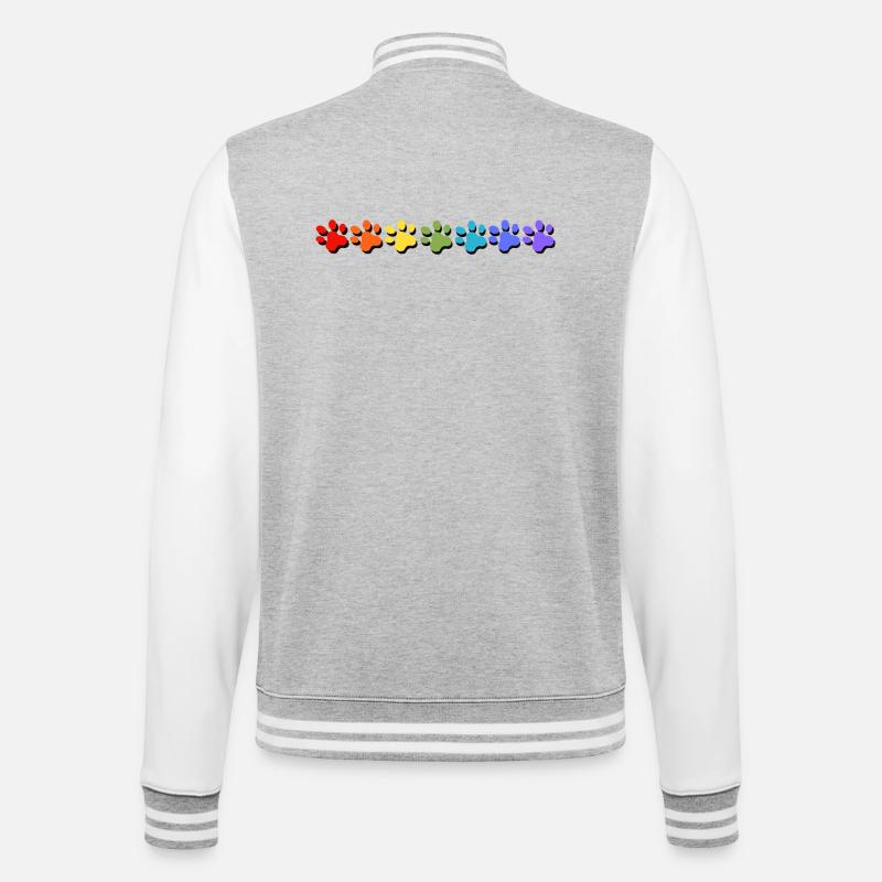 Empreinte de patte chien chat arc-en-ciel - Veste Teddy - gris chiné / blanc