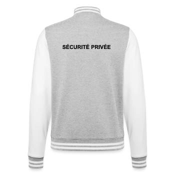 Sécurité Privée | Agent de sécurité - Veste Teddy - gris chiné / blanc - Dos - Marisol (170cm)