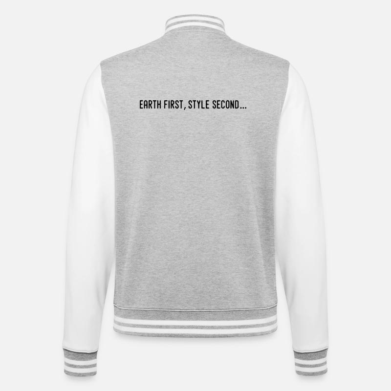 Earth first, style second... - Veste Teddy - gris chiné / blanc