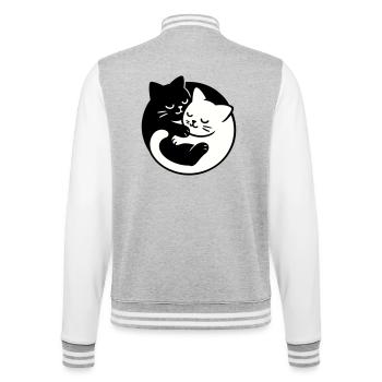 Chats Yin-Yang - Veste Teddy - gris chiné / blanc - Dos - Marisol (170cm)
