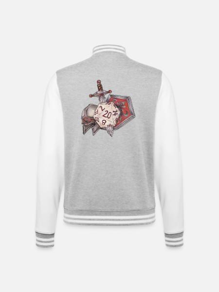 RPG Tabletop D20 Dice Gift Fighter - College Sweat Jacket - heather grey/white