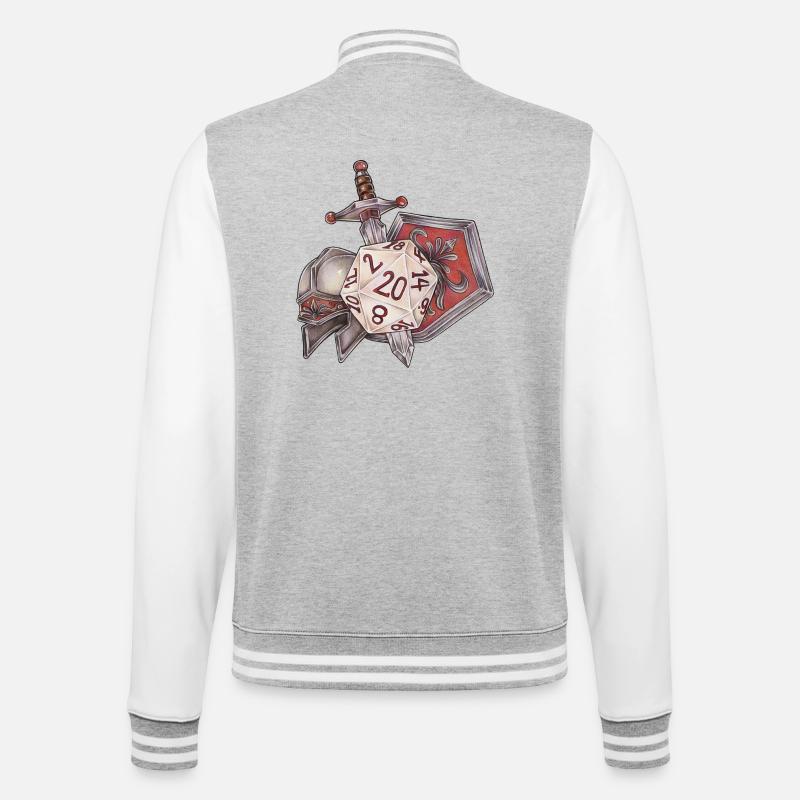 RPG Tabletop D20 Dice Gift Fighter - College Sweat Jacket - heather grey/white
