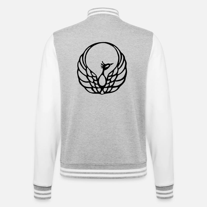 Schwarzer Phönix - College-Sweatjacke - Grau meliert/Weiß