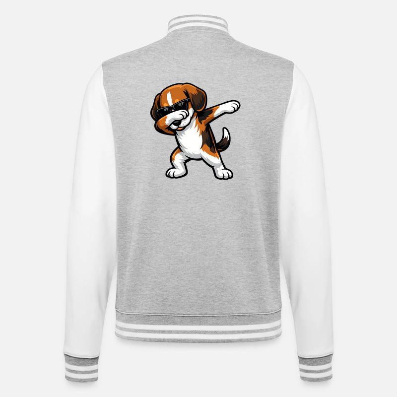 Dabbing Beagle - College Sweat Jacket - heather grey/white