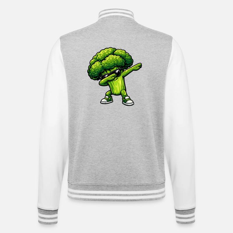 Dabbing Broccoli - College Sweat Jacket - heather grey/white