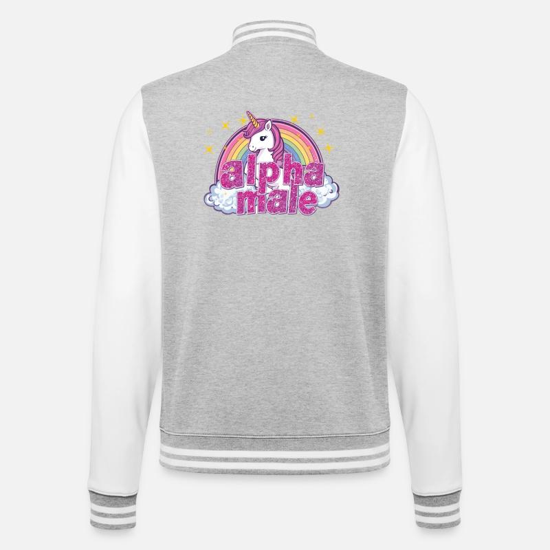 alphaMaleUnicorn - College-Sweatjacke - Grau meliert/Weiß