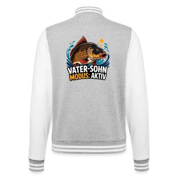 Vater-Sohn Modus Aktiv Fischdesign - College-Sweatjacke - Grau meliert/Weiß - Hinten - Marisol (170cm)