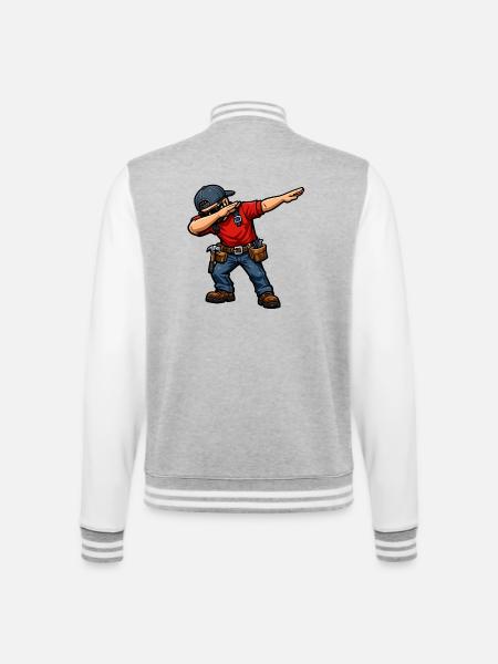 Dabbing Dachdecker - College-Sweatjacke - Grau meliert/Weiß