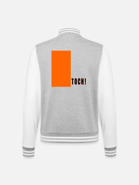 DENNOCH - College-Sweatjacke - Grau meliert/Weiß