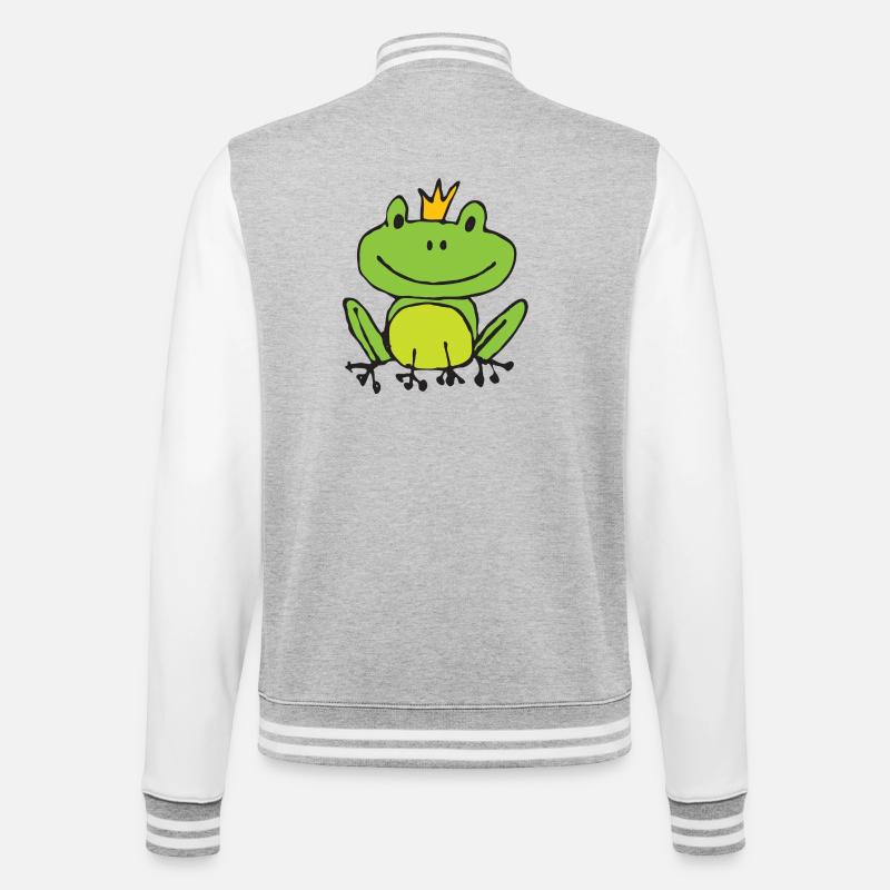 Frosch oder Prinz? - College-Sweatjacke - Grau meliert/Weiß