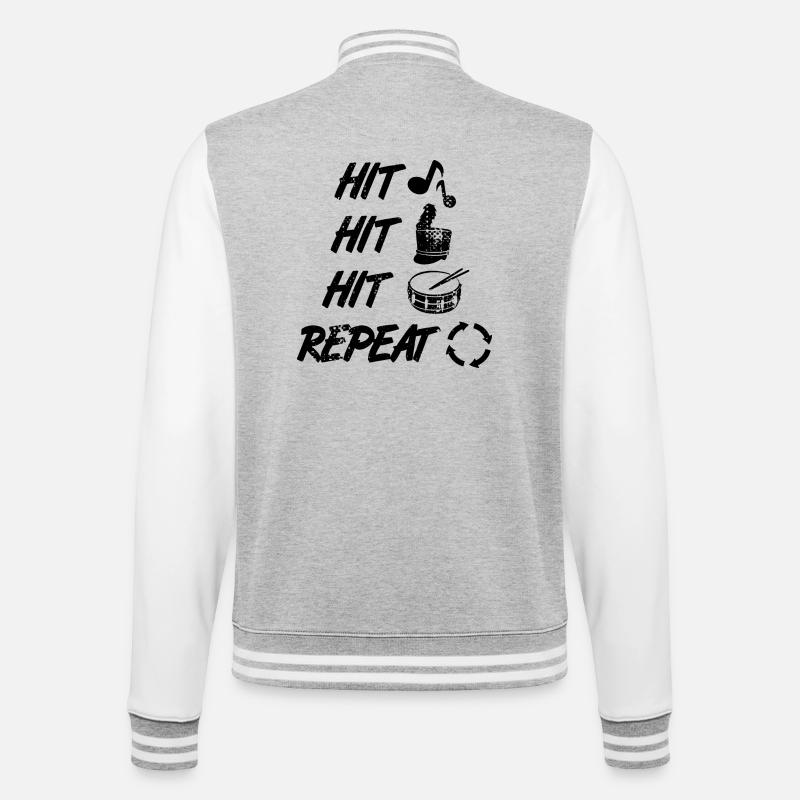 Marschkapelle - College-Sweatjacke - Grau meliert/Weiß