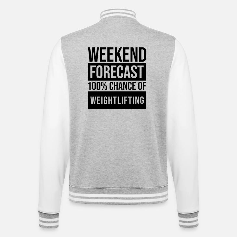 Gewichte - College-Sweatjacke - Grau meliert/Weiß
