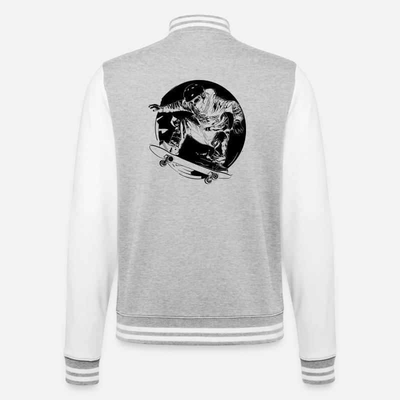 Skateboarder Comic-Stil - College-Sweatjacke - Grau meliert/Weiß