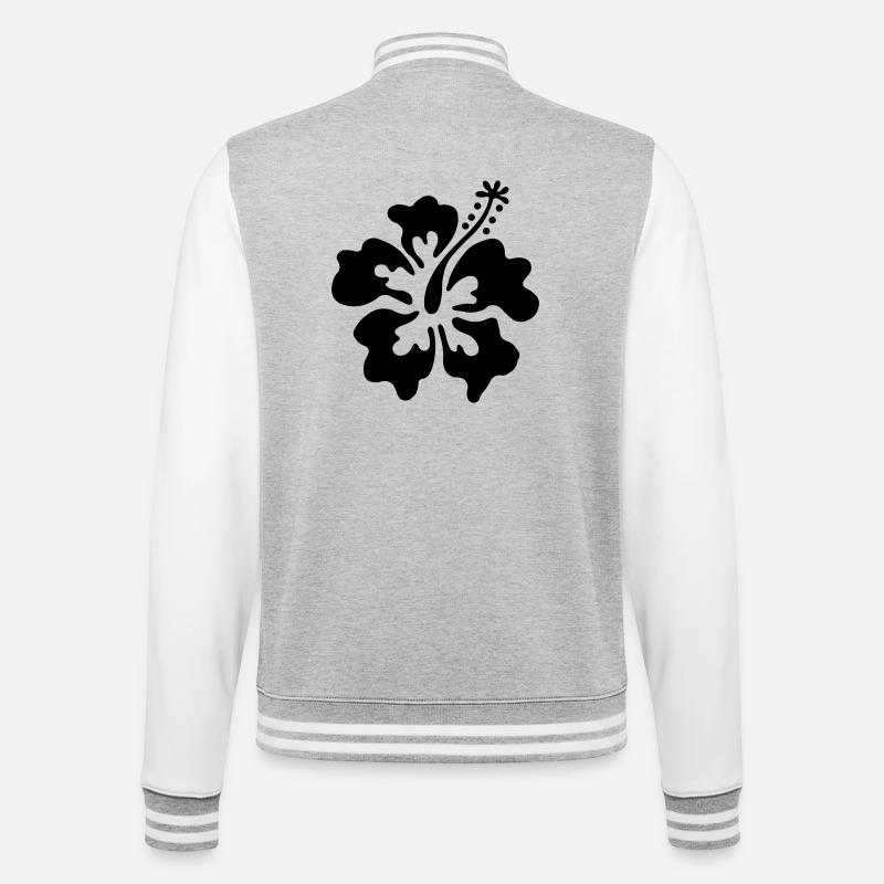 Hawai Blüte - College-Sweatjacke - Grau meliert/Weiß