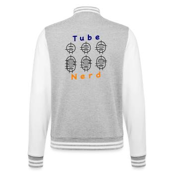 Vacuum Tube Nerd - College-Sweatjacke - Grau meliert/Weiß - Hinten - Marisol (170cm)