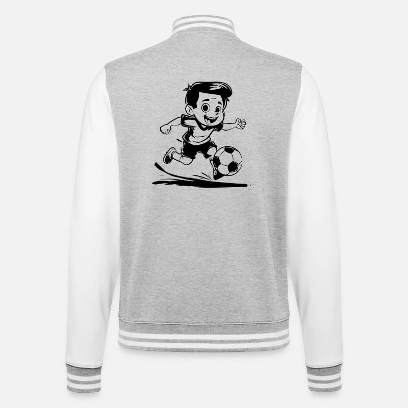 Fußballjunge Cartoon Look - College-Sweatjacke - Grau meliert/Weiß