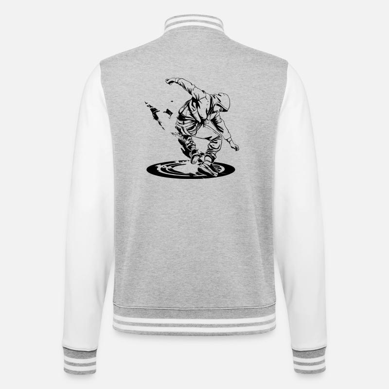 Breakdancer Zeichnung - College-Sweatjacke - Grau meliert/Weiß
