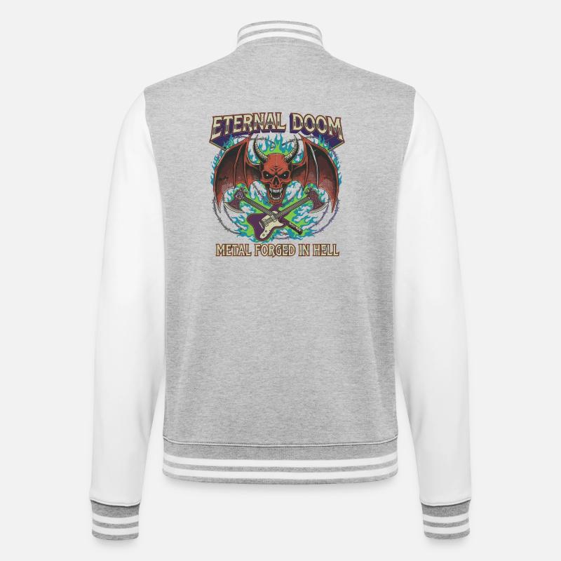 Eternal Doom Hell Metal Artwork - College Sweat Jacket - heather grey/white