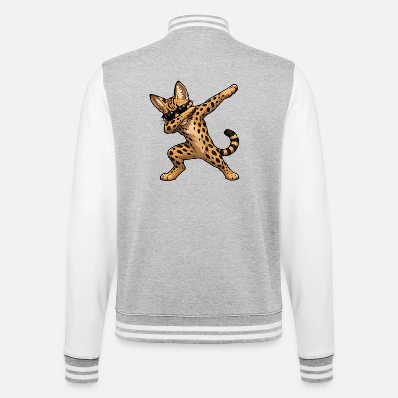 Dabbing Savannah Katze - College-Sweatjacke - Grau meliert/Weiß