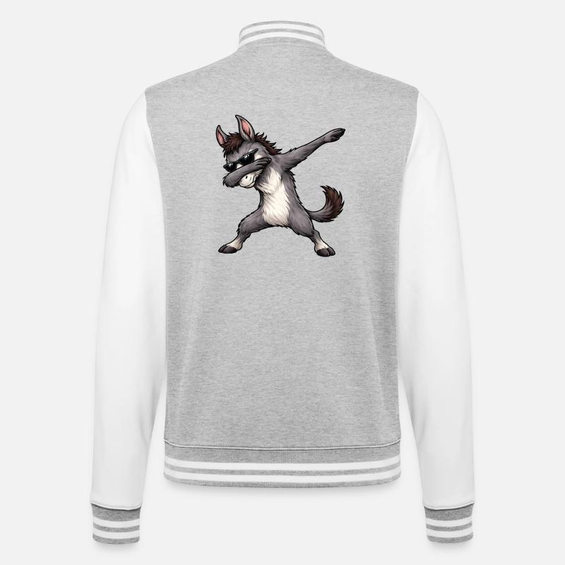Dabbing Donkey - College sweatjakke - grå meleret/hvid
