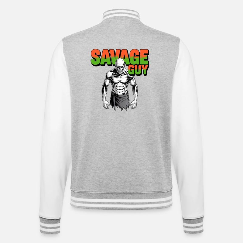 Savage Guy - College Sweat Jacket - heather grey/white