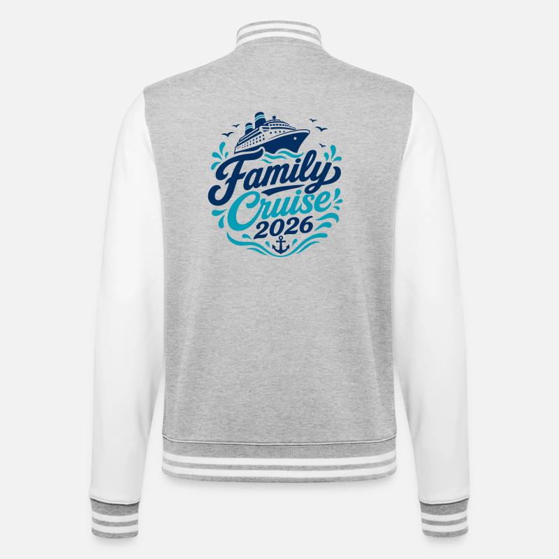 Motif croisière familiale 2026 - Veste Teddy - gris chiné / blanc